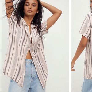 Free People Short Sleeve Stripe Top